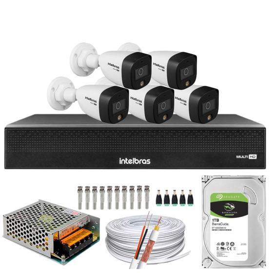 Imagem de Kit 5 Cameras Full Color Intelbras Dvr Mhdx 8 Ch Color Noite C/HD 1TB