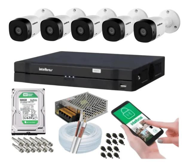 Imagem de Kit 5 Câmeras Multi Hd 1120b Dvr Intelbras 8 Canais C/ Hd