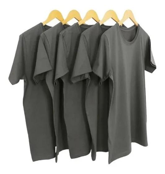 Imagem de Kit 5 Camisa Blusa Camisetas Masculina Lisa Básica Não Amassa Malha Fria Premium