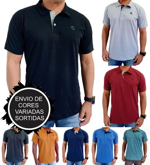 Imagem de kit 5 camisa polo masculina algodão marca toqref