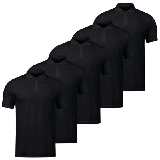 Imagem de Kit 5 Camisas Gola Polo Masculinas Algodão Lycra Básica Slim