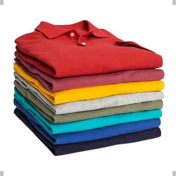 Imagem de Kit 5 camisas polo basica camiseta algodão piquet premium