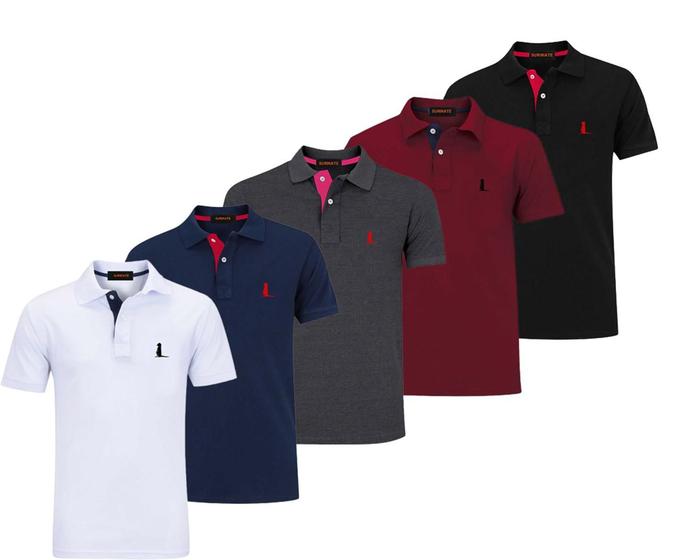 Imagem de Kit 5 Camisas Polo Original Blusa Camiseta Bordado Marca Top