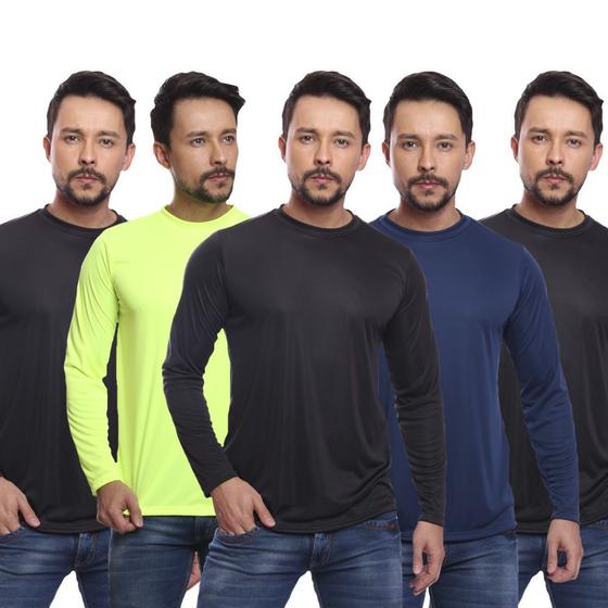 Imagem de Kit 5 Camiseta DF Masculina Manga Longa Proteção Solar UV +50 Segunda Pele