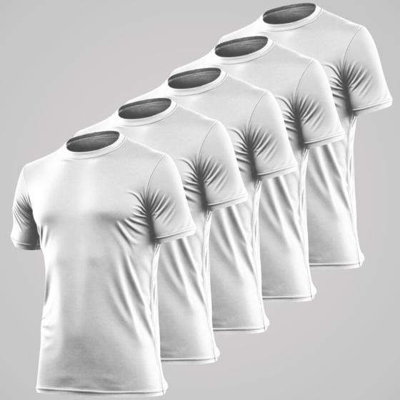 Imagem de Kit 5 Camiseta Masculina Dry Fit Lisa Gola Redonda Manga Curta Camisa Esportiva Academia Leve
