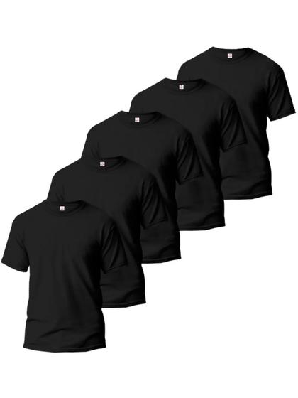 Imagem de Kit 5 Camisetas Básicas Masculina 100% Poliéster Preta