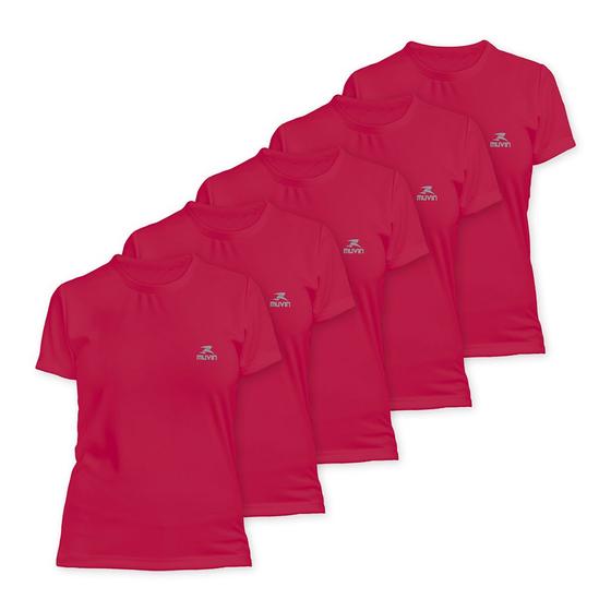Imagem de Kit 5 Camisetas Dry Basic SS Muvin Feminina - Proteção Solar FPS50 - Manga Curta - Treino, Corrida, Caminhada e Academia