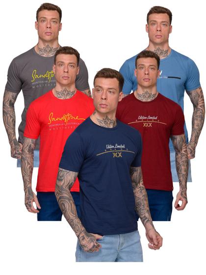 Imagem de Kit 5 Camisetas Estampadas Masculinas Básica Casual Tendencia Moda Masculina