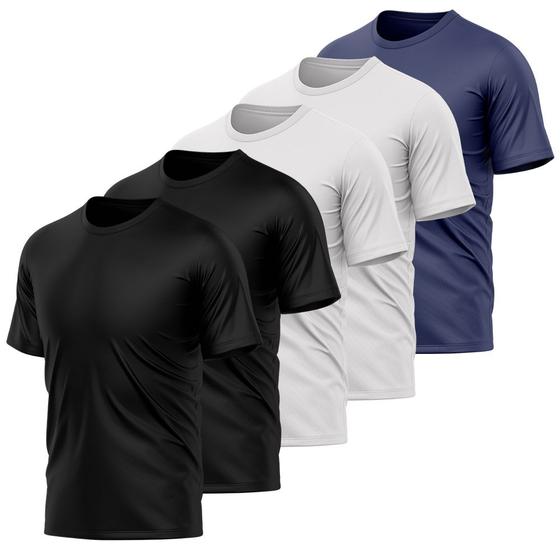 Imagem de Kit 5 Camisetas Masculina Dry Manga Curta Proteção UV Slim Fit Básica Academia Treino Fitness