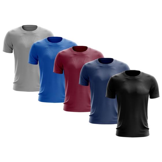 Imagem de Kit 5 Camisetas Masculina Manga Curta Dry Básica Lisa Proteção Solar UV Térmica Blusa Academia