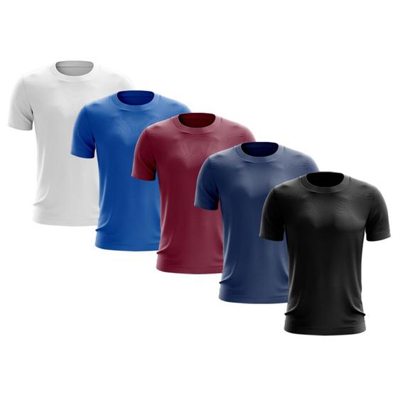 Imagem de Kit 5 Camisetas Masculina Manga Curta Dry Básica Lisa Proteção Solar UV Térmica Blusa Academia