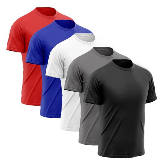 Imagem de Kit 5 Camisetas Masculina Manga Curta Esporte Fitness Básica Premium Corrida