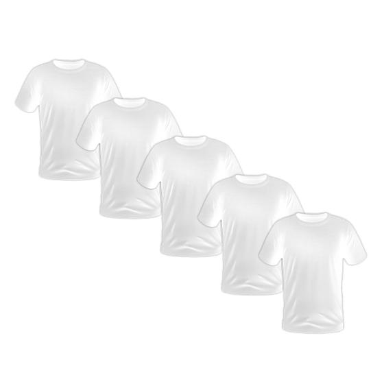 Imagem de Kit 5 Camisetas Masculinas Brancas Manga Curta Lisa Premium