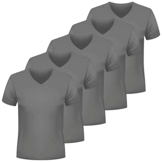 Imagem de Kit 5 Camisetas Masculinas Gola V Algodão Egípcio