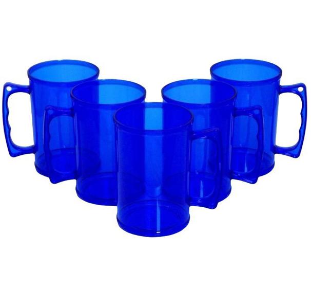 Imagem de Kit 5 Canecas de Acrílico Azul 300ml sem personalização