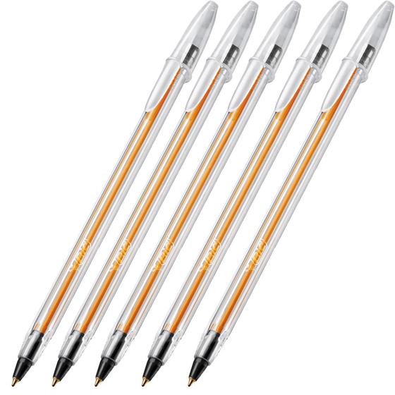 Kit 5 Canetas esferográficas Bic Preta ponta fina 0.8 mm. Menor preço em Kit 5 Canetas esferográficas Bic Preta ponta fina 0.8 mm.