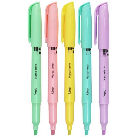 Kit 5 Canetas Marca Texto Com Cores Pastéis Não Mancha O Verso Da Folha ...