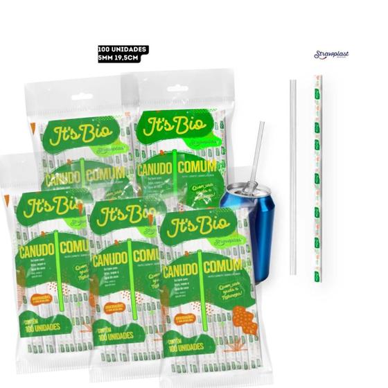 Imagem de Kit 5 Canudo Bebidas Sucos It'S Bio Biodegradável 500Un