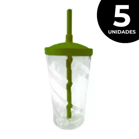 Imagem de Kit 5 Canudo Para Copo Twister 700ml 300ml Plástico Reutilizável 30cm