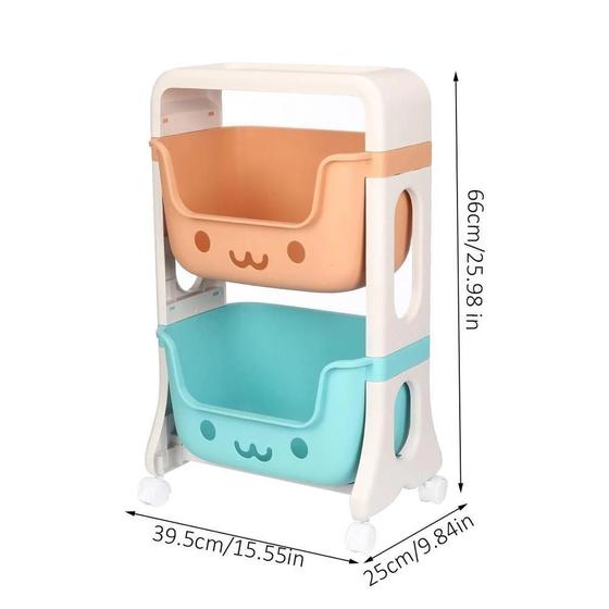 Imagem de Kit 5 carrinho multifuncional estante porta treco com 2 divisórias cada infantil cesta bebe quarto 