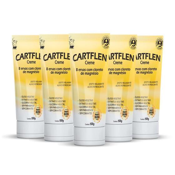 Imagem de Kit 5 Cartflen Creme Massagem Cloreto De Magnesio 150G