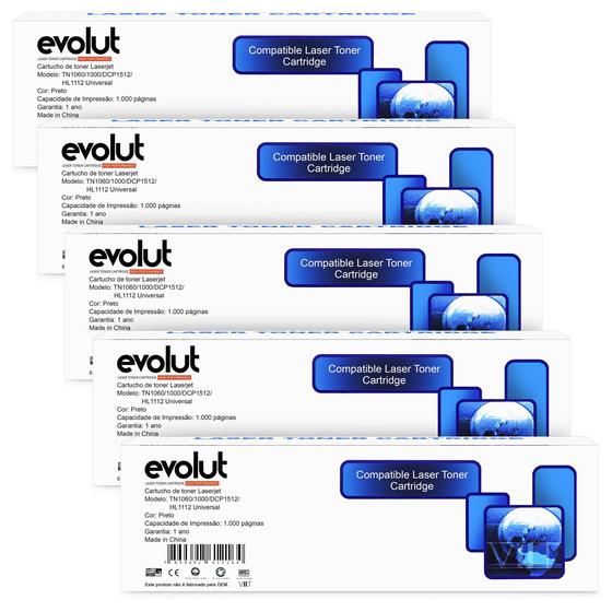 Kit 5 Cartucho Toner Compativel TN-1060, TN1060 p/ HL-1110 1112 1200 1212W DCP-1512, 1602 1617NW MFC-1810 1815 1900 1905 Menor preço em Kit 5 Cartucho Toner Compativel TN-1060, TN1060 p/ HL-1110 1112 1200 1212W DCP-1512, 1602 1617NW MFC-1810 1815 1900 1905