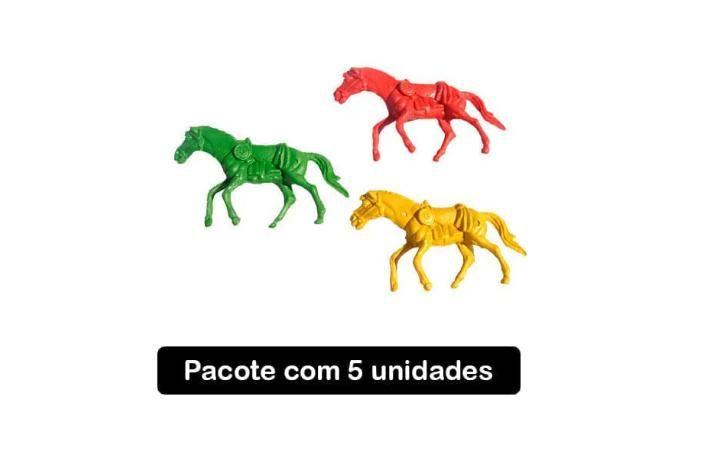 Imagem de Kit 5 Cavalos Colorido Plástico Brinquedo