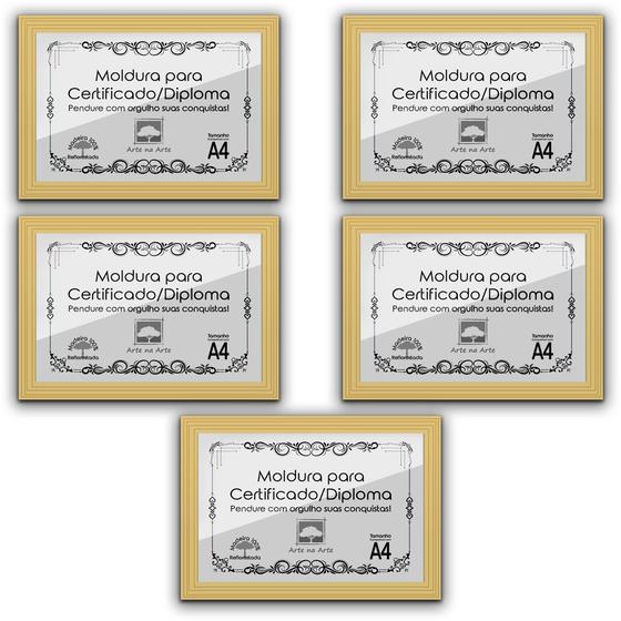 Imagem de Kit 5 Certificados/Diplomas A4 com Tela de Acetato e MDF