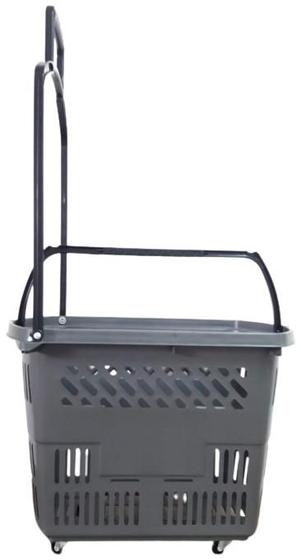 Imagem de KIT 5 Cestas Cestinhas de Compras Com Rodas Rodinhas 30Lts