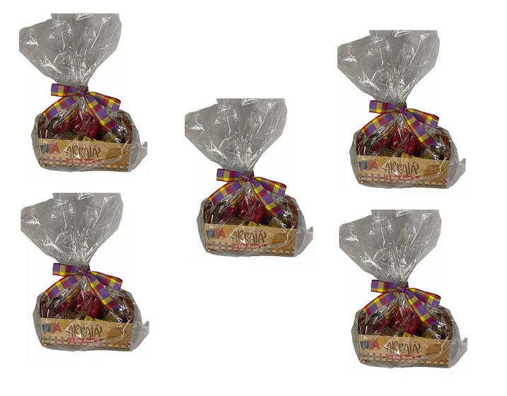 Imagem de Kit 5 Cestas com 17 Doces Sortidos Festa Junina Arraiá