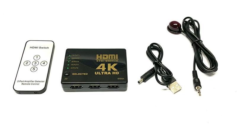 Imagem de Kit 5 Chave Seletora Switch Hdmi 5x1 4k Ultra Hd Nfe Atacado