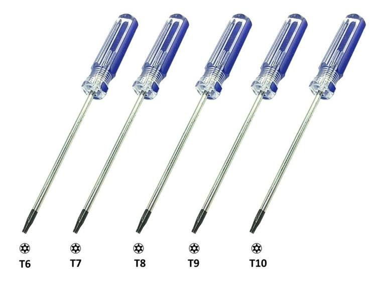Imagem de Kit 5 Chaves Torx Com Furo T6 T7 T8 T9 T10