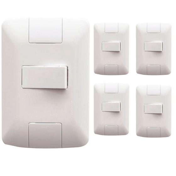 Imagem de Kit 5 Cj 4X2 1 Interruptor Simples Horiz Tramontina 6 A 250V
