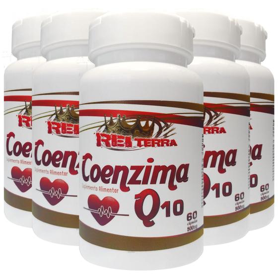 Kit 5 Coenzima Q10 + Vit E 300 Caps 500mg Rei Terra Menor preço em Kit 5 Coenzima Q10 + Vit E 300 Caps 500mg Rei Terra