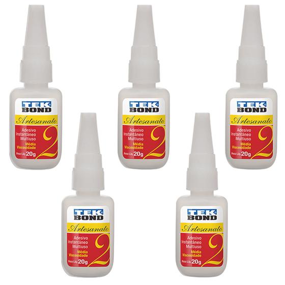 Imagem de Kit 5 Cola Instantânea Transparente 20g Tek Bond Original
