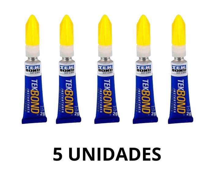 Imagem de Kit 5 Cola Super Bond Instantânea Multiuso 2g Tek Bond