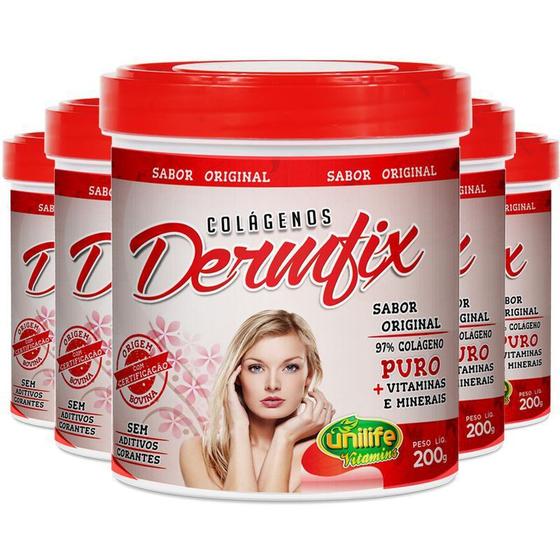 Imagem de Kit 5 Colágeno Hidrolisado Dermfix 200g em pó Unilife