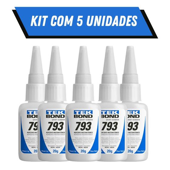 Kit 5 Colas Instantanea TekBond 793 SuperBonde 20g Multiuso Menor preço em Kit 5 Colas Instantanea TekBond 793 SuperBonde 20g Multiuso