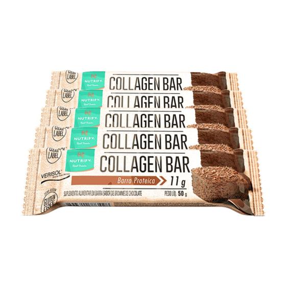 Imagem de Kit 5 Collagen Bar Nutrify Barra de proteína Brownie Und 50g