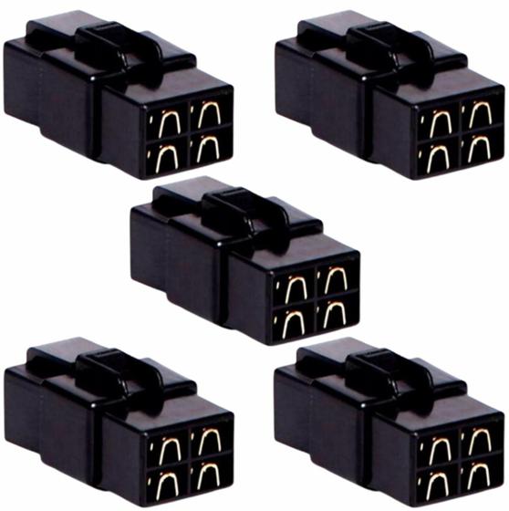 Imagem de Kit 5 Conector 4 Vias Technoise Com Trava Macho E Fêmea Som