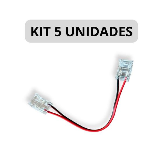 Imagem de KIT 5 Conector Emenda FIta LED 10mm Rabicho Duplo 12V 24V 110V 220V