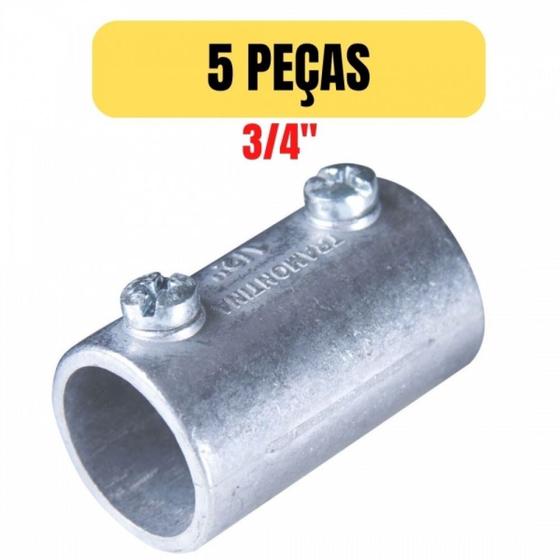 Imagem de Kit 5 conector unidut aluminio luva sem rosca 3/4 tramontina