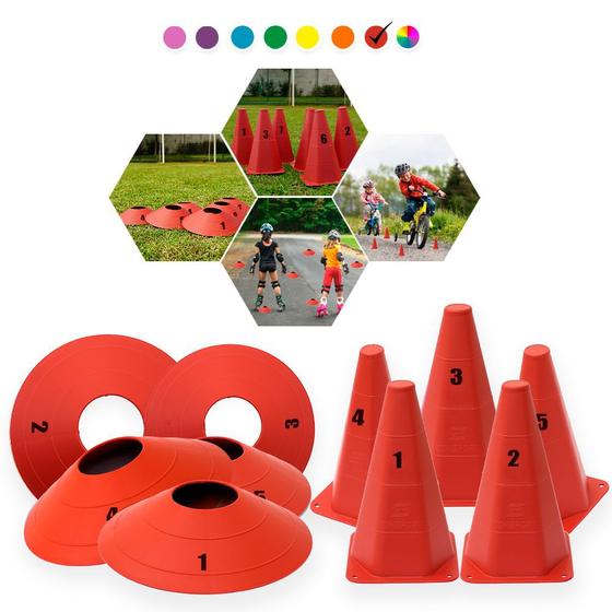 Imagem de Kit 5 Cones + 5 chapéus chinês Treino Velocidade Agilidade Futebol coloridos para Ensinar Cores