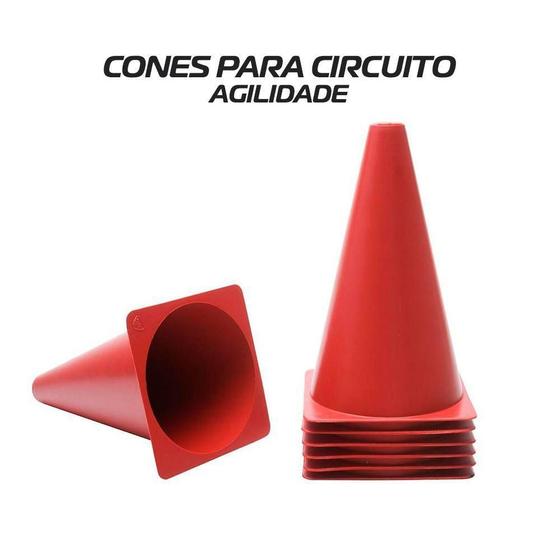 Imagem de Kit 5 Cones Vermelho Circuito Liso Treino Agilidade