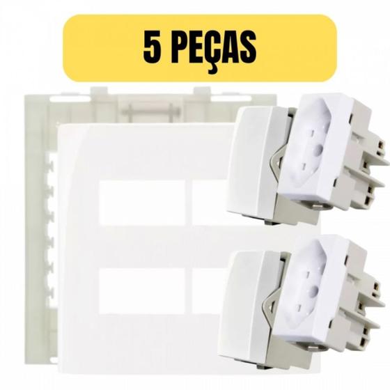 Imagem de Kit 5 conjunto 4x4 tomada 20a + interruptor simples sleek