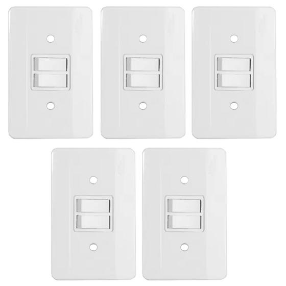 Imagem de Kit 5 conjunto interruptor duplo embutir 10a 250v enerbras