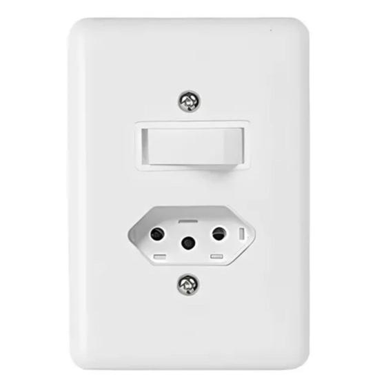 Imagem de Kit 5 Conjunto Interruptor Simples + 1 Tomada 20a Ilumi