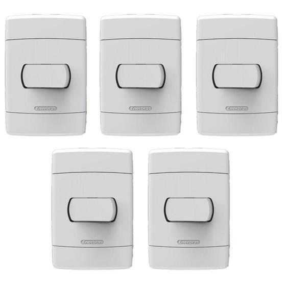Imagem de Kit 5 Conjunto Interruptor Tecla Simples Branco 4x2 Neo Sottile - Enerbras