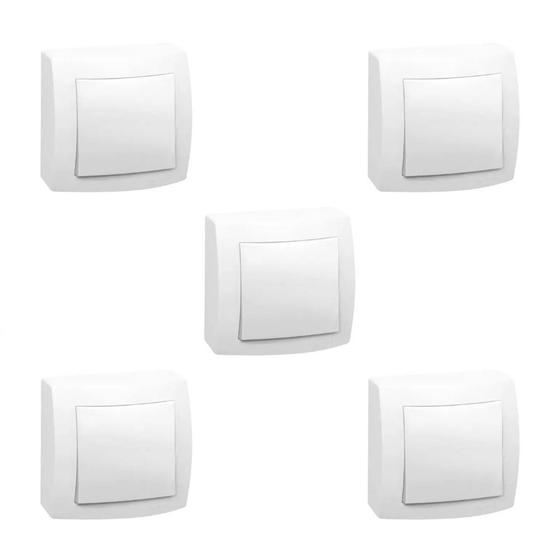 Imagem de Kit 5 Conjuntos 1 Interruptor Simples 4x2 Pial Sistema X
