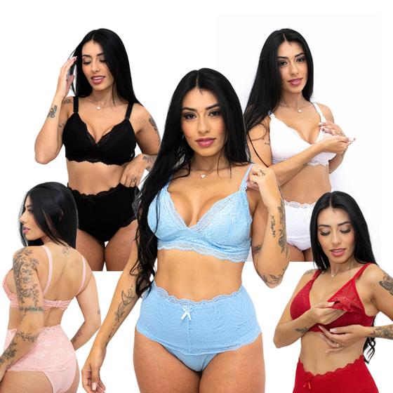 Imagem de Kit 5 Conjuntos Amamentação Sutiã E Calcinha Gestante Lingerie Pós Parto